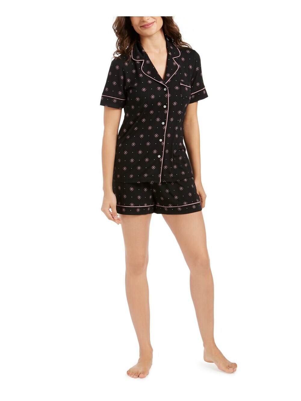 Alfani Womens Super Soft Printed Top & Shorts Pajama Set Size XL